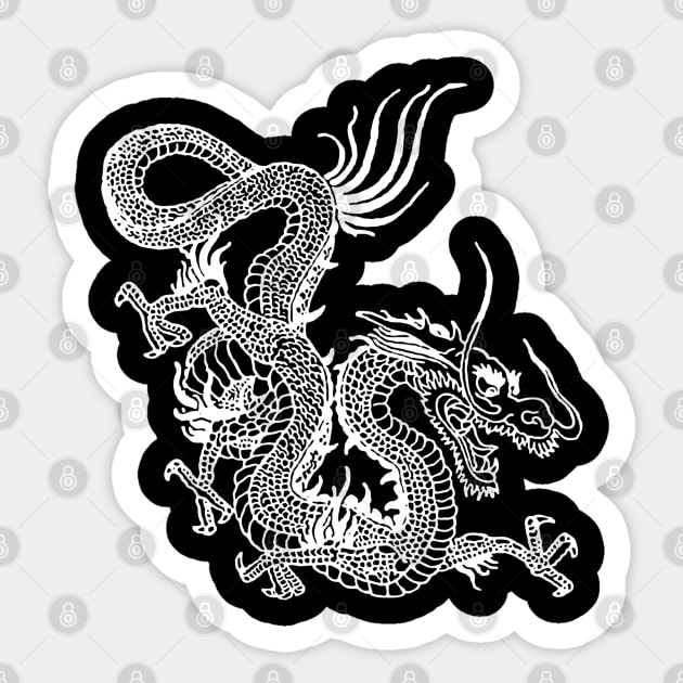 White Chinese Dragon Sticker by EddieBalevo